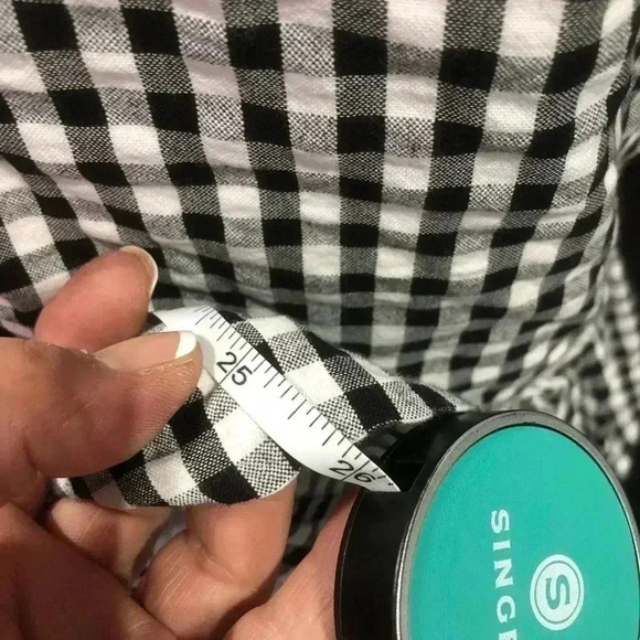 Crown & Ivy one shoulder top – peplum waist black & white gingham prime- size 14 - Picture 8 of 8